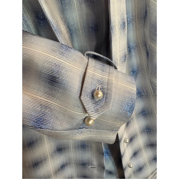 Carlisle Collection NWT Designer Long Jacket, Shimmer Sheen White&Blue W/Pearls - Picture 10 of 16